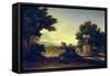 Idyllic Landscape-Jean-François Millet-Framed Stretched Canvas