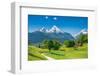 Idyllic Summer Landscape in the Alps with Fresh Green Mountain Pastures and Snow-Capped Mountain To-canadastock-Framed Photographic Print