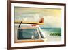 Idyllic Surfing Way of Life with a Van and Long Board near the Sea-Carlos Caetano-Framed Photographic Print