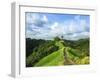 Idyllic Walking Path on Top of Green Hills. Tropical Nature Scene. Narrow Path in Rice Fields. Exot-Davdeka-Framed Photographic Print