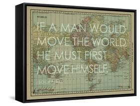 If a Man Would Move the World (Socrates) - 1913, World Map-null-Framed Stretched Canvas
