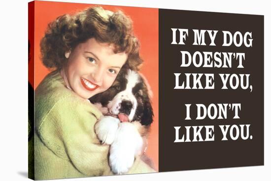 If My Dog Doesn't Like You I Don't Like You Funny Poster-Ephemera-Stretched Canvas