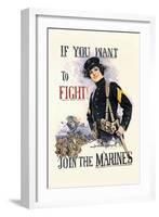 If You Want to Fight! Join the Marines-Howard Chandler Christy-Framed Art Print