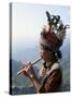 Ifugao Person Playing a Pipe, Northern Area, Island of Luzon, Philippines, Southeast Asia-Bruno Barbier-Stretched Canvas