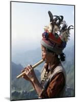 Ifugao Person Playing a Pipe, Northern Area, Island of Luzon, Philippines, Southeast Asia-Bruno Barbier-Mounted Photographic Print