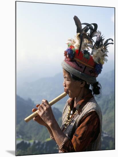 Ifugao Person Playing a Pipe, Northern Area, Island of Luzon, Philippines, Southeast Asia-Bruno Barbier-Mounted Photographic Print