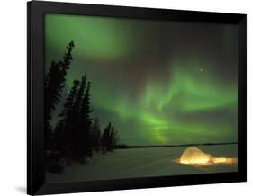 Igloo Lit Up at Night under Northern Lights Northwest Territories, Canada March 2007-Eric Baccega-Framed Photographic Print