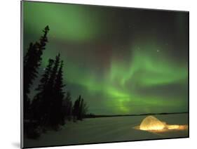 Igloo Lit Up at Night under Northern Lights Northwest Territories, Canada March 2007-Eric Baccega-Mounted Photographic Print