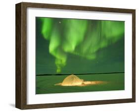 Igloo under Northern Lights, Northwest Territories, Canada March 2007-Eric Baccega-Framed Photographic Print