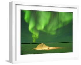 Igloo under Northern Lights, Northwest Territories, Canada March 2007-Eric Baccega-Framed Photographic Print