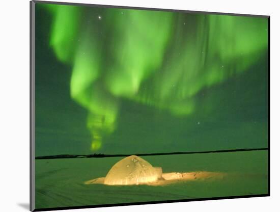 Igloo under Northern Lights, Northwest Territories, Canada March 2007-Eric Baccega-Mounted Photographic Print