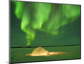 Igloo under Northern Lights, Northwest Territories, Canada March 2007-Eric Baccega-Mounted Photographic Print