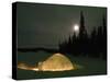 Igloo with Lights at Night by Moonlight, Northwest Territories, Canada March 2007-Eric Baccega-Stretched Canvas