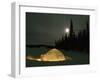 Igloo with Lights at Night by Moonlight, Northwest Territories, Canada March 2007-Eric Baccega-Framed Premium Photographic Print