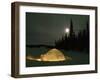 Igloo with Lights at Night by Moonlight, Northwest Territories, Canada March 2007-Eric Baccega-Framed Photographic Print