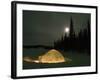 Igloo with Lights at Night by Moonlight, Northwest Territories, Canada March 2007-Eric Baccega-Framed Photographic Print