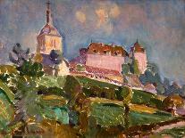 View of Romont (Oil on Cardboard)-Ignace Nazaire Oswald Pilloud-Giclee Print