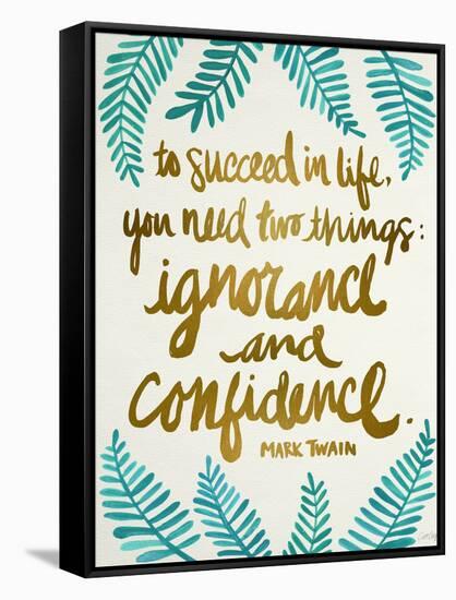 Ignorance and Confidence - Gold and Turquoise – Cat Coqullette-Cat Coquillette-Framed Stretched Canvas