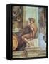 Ignudo from the Sistine Ceiling (Pre Restoration)-Michelangelo Buonarroti-Framed Stretched Canvas