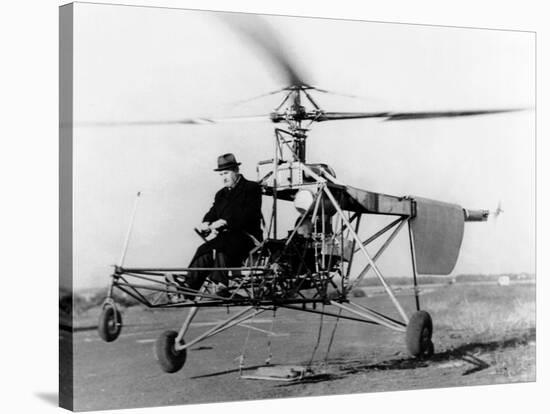 Igor Sikorsky at the Controls of the VS-300 Helicopter-null-Stretched Canvas