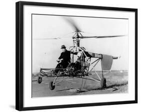 Igor Sikorsky at the Controls of the VS-300 Helicopter-null-Framed Photo