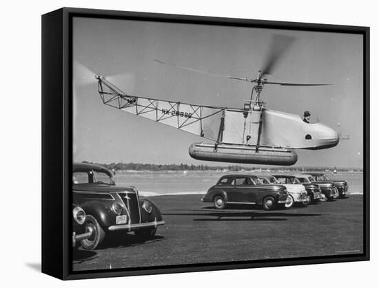 Igor Sikorsky Taking Off in Helicopter from Parking Lot-Dmitri Kessel-Framed Stretched Canvas