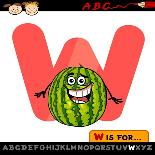 Letter W With Watermelon Cartoon Illustration-Igor Zakowski-Framed Art Print