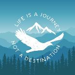 Hand Drawn Typography Poster with Flying Eagle and Mountains. Life is a Journey, Not a Destination.-igorrita-Framed Art Print