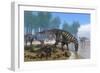 Iguanodon Dinosaurs Herd at the Shoreline - 3D Render-Stocktrek Images-Framed Art Print