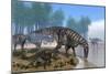 Iguanodon Dinosaurs Herd at the Shoreline - 3D Render-Stocktrek Images-Mounted Art Print