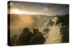 Iguazu Falls at Sunset with Salto Mbigua in the Foreground-Alex Saberi-Stretched Canvas