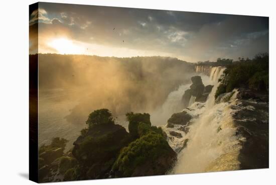 Iguazu Falls at Sunset with Salto Mbigua in the Foreground-Alex Saberi-Stretched Canvas
