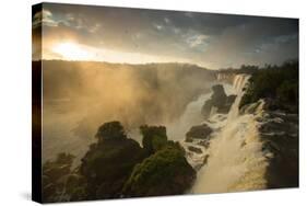 Iguazu Falls at Sunset with Salto Mbigua in the Foreground-Alex Saberi-Stretched Canvas