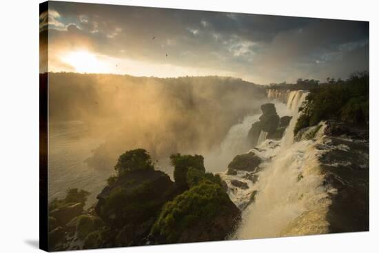 Iguazu Falls at Sunset with Salto Mbigua in the Foreground-Alex Saberi-Stretched Canvas