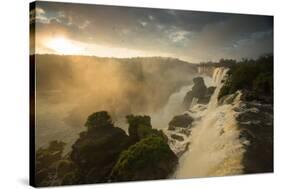 Iguazu Falls at Sunset with Salto Mbigua in the Foreground-Alex Saberi-Stretched Canvas