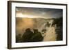 Iguazu Falls at Sunset with Salto Mbigua in the Foreground-Alex Saberi-Framed Photographic Print