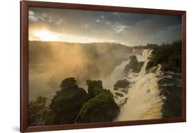 Iguazu Falls at Sunset with Salto Mbigua in the Foreground-Alex Saberi-Framed Photographic Print