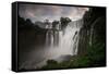 Iguazu Falls at Sunset-Alex Saberi-Framed Stretched Canvas