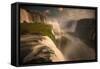 Iguazu Falls Waterfall at Sunset-Alex Saberi-Framed Stretched Canvas