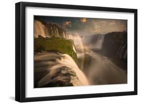 Iguazu Falls Waterfall at Sunset-Alex Saberi-Framed Photographic Print