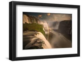 Iguazu Falls Waterfall at Sunset-Alex Saberi-Framed Premium Photographic Print