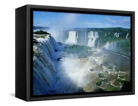 Iguazu Waterfalls and Rainbow.-Joseph Sohm-Framed Stretched Canvas