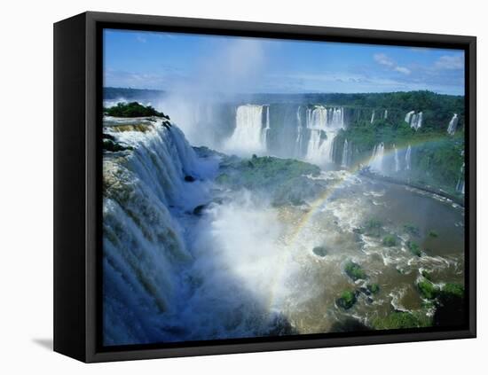 Iguazu Waterfalls and Rainbow.-Joseph Sohm-Framed Stretched Canvas