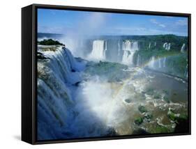 Iguazu Waterfalls and Rainbow.-Joseph Sohm-Framed Stretched Canvas