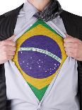 Business Man With Brazilian Flag T-Shirt-IJdema-Framed Art Print