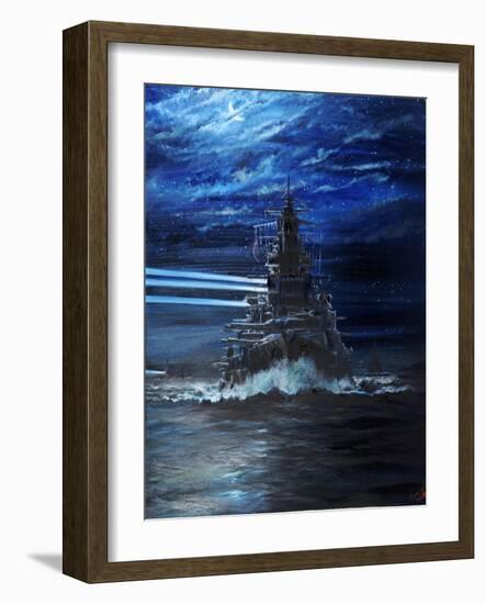 IJN Hiei and Akatsuki light up USS Atlanta, Guadalcanal 1942, 2018-Vincent Alexander Booth-Framed Giclee Print