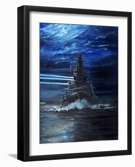 IJN Hiei and Akatsuki light up USS Atlanta, Guadalcanal 1942, 2018-Vincent Alexander Booth-Framed Giclee Print