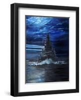 IJN Hiei and Akatsuki light up USS Atlanta, Guadalcanal 1942, 2018-Vincent Alexander Booth-Framed Premium Giclee Print