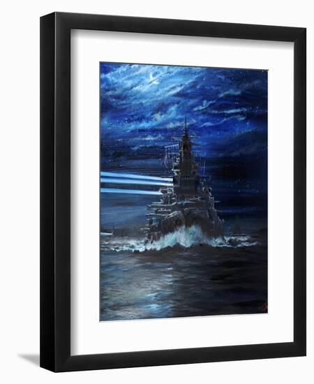 IJN Hiei and Akatsuki light up USS Atlanta, Guadalcanal 1942, 2018-Vincent Alexander Booth-Framed Premium Giclee Print