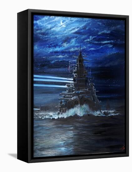 IJN Hiei and Akatsuki light up USS Atlanta, Guadalcanal 1942, 2018-Vincent Alexander Booth-Framed Stretched Canvas